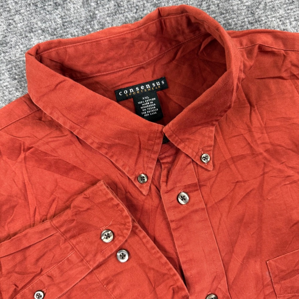 Consensus Sportswear Button Down XXL Burnt Orange Cotton Long Sleeve Mens‎